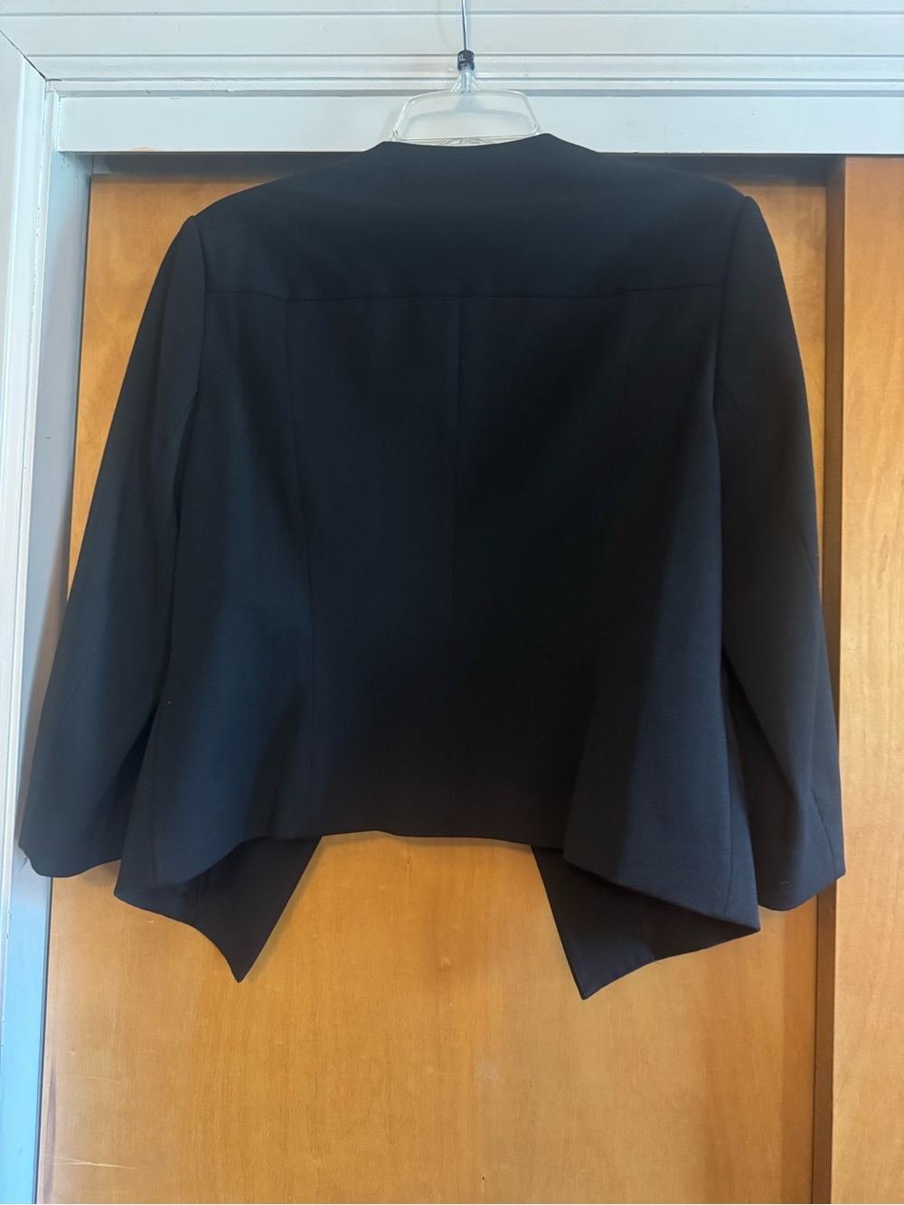 Express Black Open-Front Cropped Collarless Blazer - Picture 2 of 2